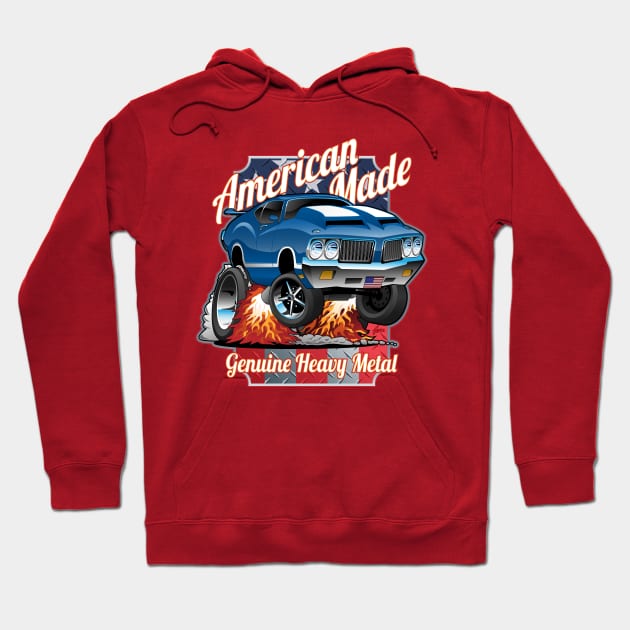 Patriotic American Made Classic Car Cartoon Illustration Hoodie by hobrath